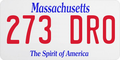 MA license plate 273DR0