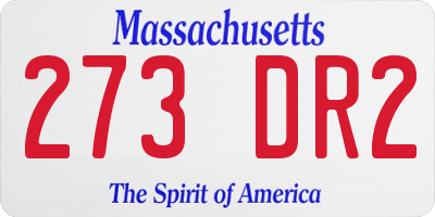 MA license plate 273DR2