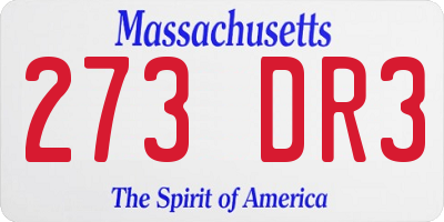 MA license plate 273DR3