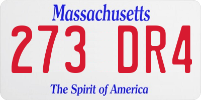 MA license plate 273DR4