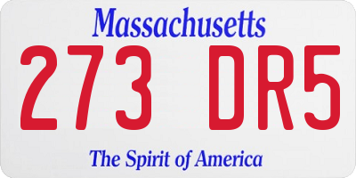 MA license plate 273DR5