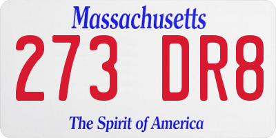 MA license plate 273DR8