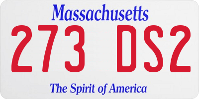 MA license plate 273DS2