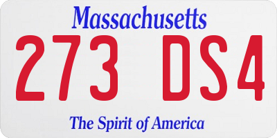 MA license plate 273DS4