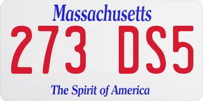 MA license plate 273DS5