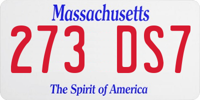 MA license plate 273DS7