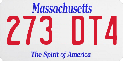 MA license plate 273DT4