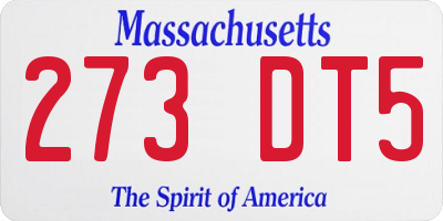 MA license plate 273DT5