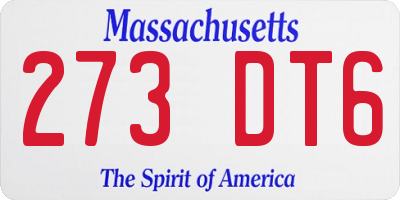 MA license plate 273DT6