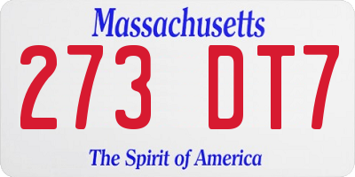 MA license plate 273DT7