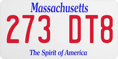 MA license plate 273DT8