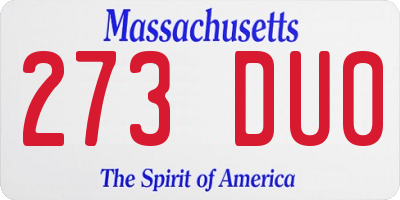 MA license plate 273DU0