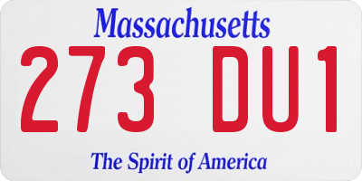 MA license plate 273DU1