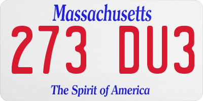 MA license plate 273DU3