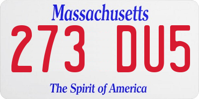 MA license plate 273DU5