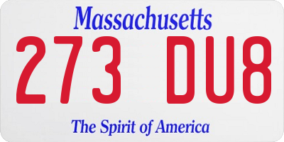 MA license plate 273DU8