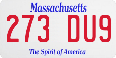 MA license plate 273DU9