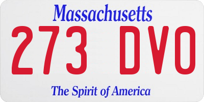 MA license plate 273DV0