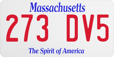 MA license plate 273DV5