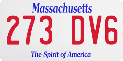 MA license plate 273DV6