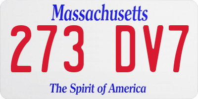 MA license plate 273DV7