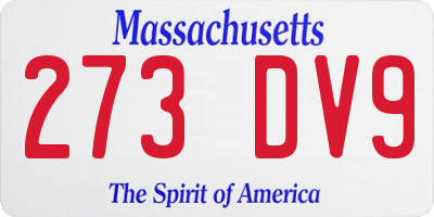 MA license plate 273DV9
