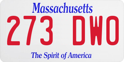 MA license plate 273DW0