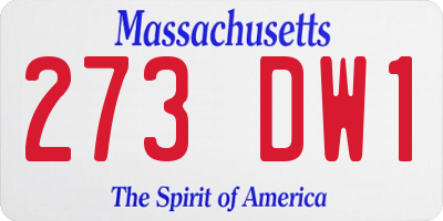 MA license plate 273DW1