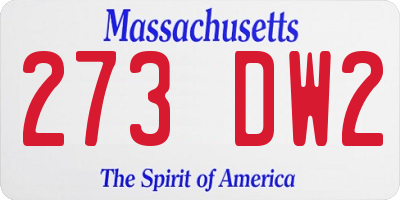 MA license plate 273DW2