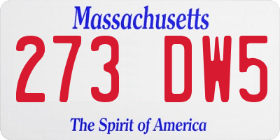 MA license plate 273DW5