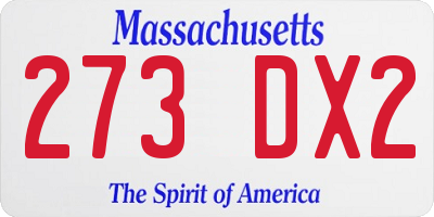 MA license plate 273DX2