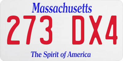 MA license plate 273DX4
