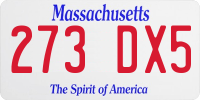 MA license plate 273DX5
