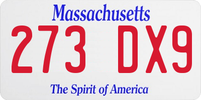 MA license plate 273DX9
