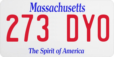 MA license plate 273DY0