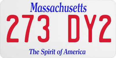 MA license plate 273DY2