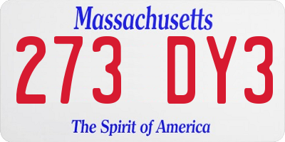 MA license plate 273DY3