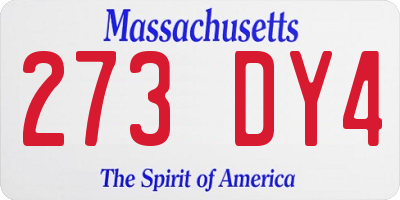 MA license plate 273DY4