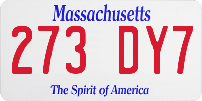 MA license plate 273DY7