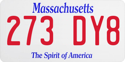 MA license plate 273DY8
