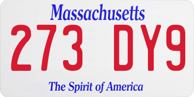 MA license plate 273DY9