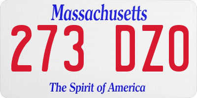 MA license plate 273DZ0