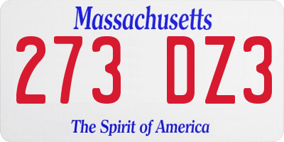 MA license plate 273DZ3