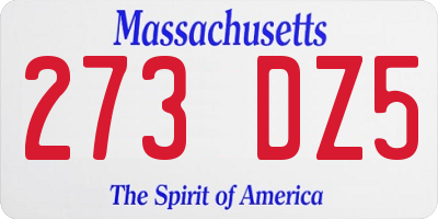 MA license plate 273DZ5
