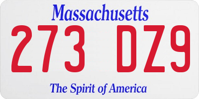MA license plate 273DZ9