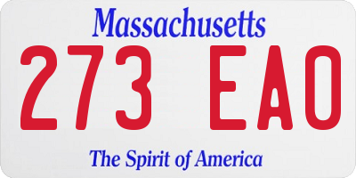MA license plate 273EA0
