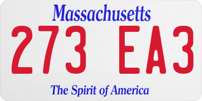 MA license plate 273EA3