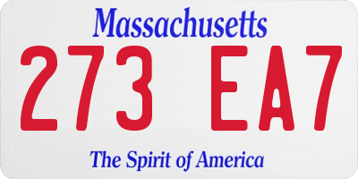 MA license plate 273EA7