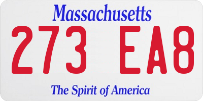 MA license plate 273EA8
