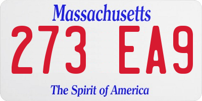 MA license plate 273EA9